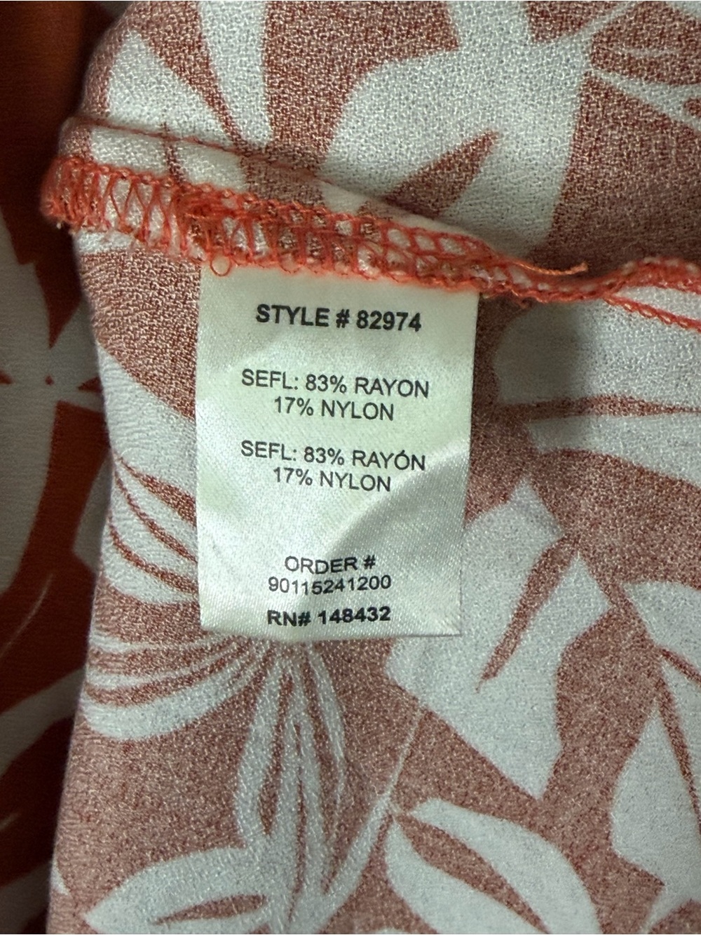 Bécool Tropical Leaf Print Smocked Maxi Dress Orange Cream Size Large - Picture 4 of 9